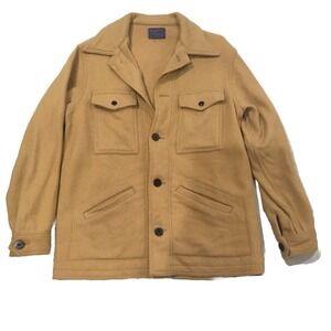 Vintage 70s Pendleton Tan Brown Solid Wool Jacket Ranch Coat Size Large